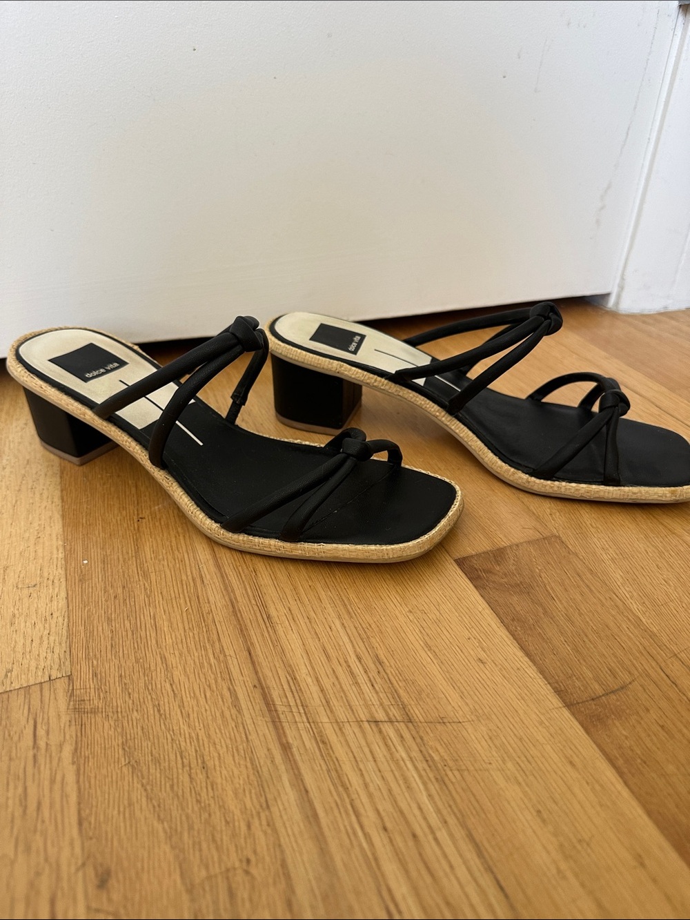 Dolce Vita Black Strappy Block Heel Mules